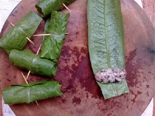 cách thực hiện lá rau xanh diếp thơm nức cuộn thịt